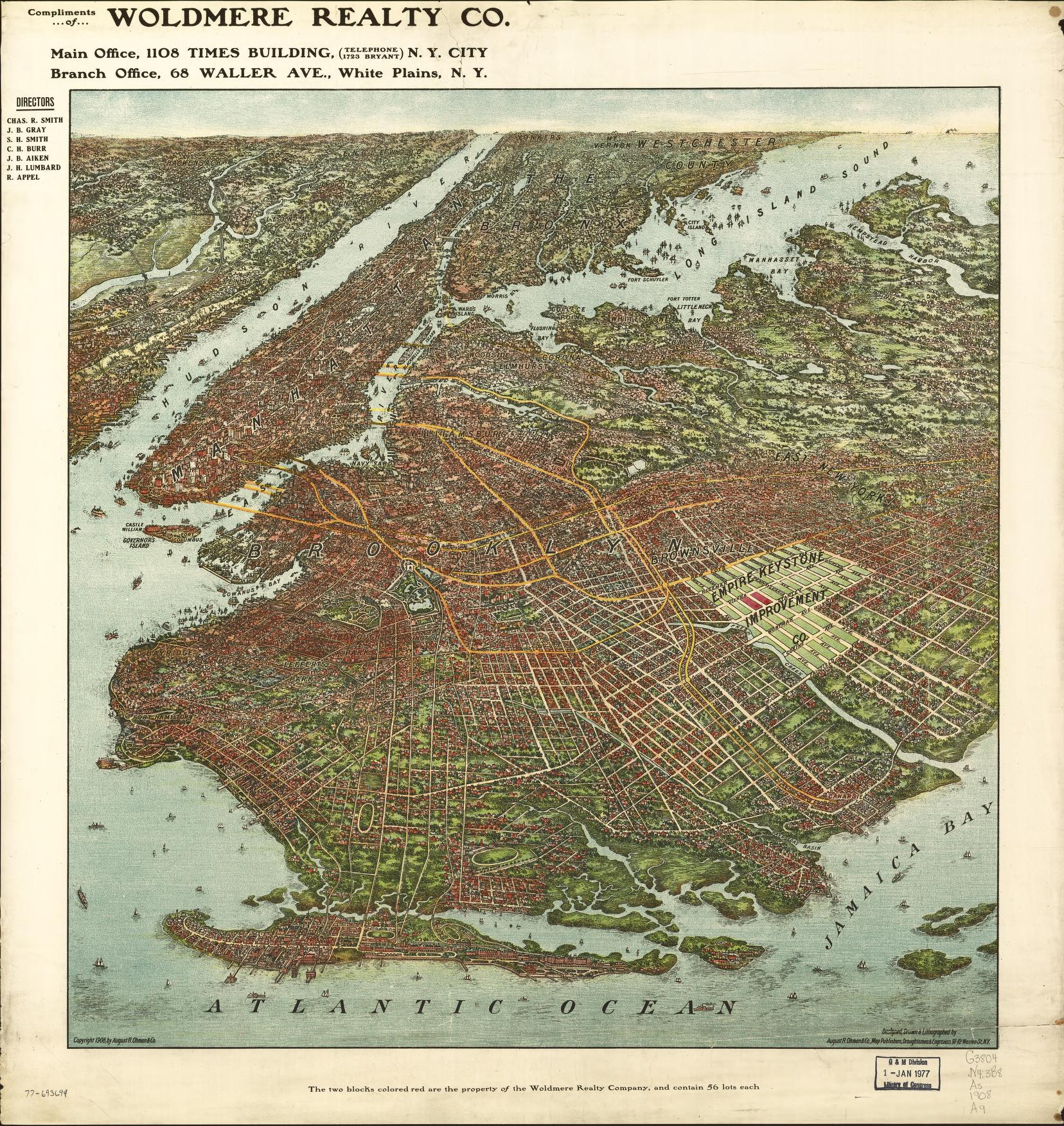 [Bird's-eye-view of Brooklyn] (1908) – Historic Bird’s-Eye View Panorama Print