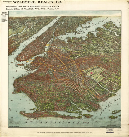 [Bird's-eye-view of Brooklyn] (1908) – Historic Bird’s-Eye View Panorama Print