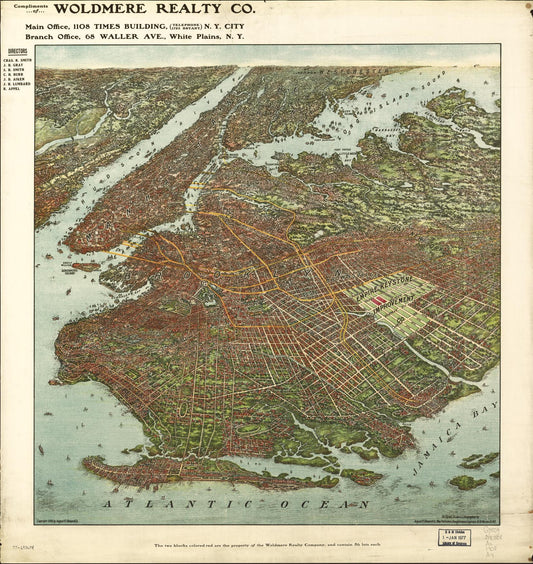 [Bird's-eye-view of Brooklyn] (1908) – Historic Bird’s-Eye View Panorama Print