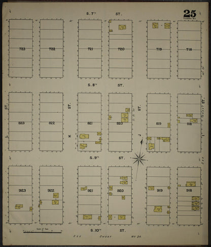 Sanborn Fire Insurance Map from Tacoma, Pierce County, Washington (1888), Sheet #0025 - Complete Map Set gallery image, historic Sanborn map, vintage wall art, Washington Washington