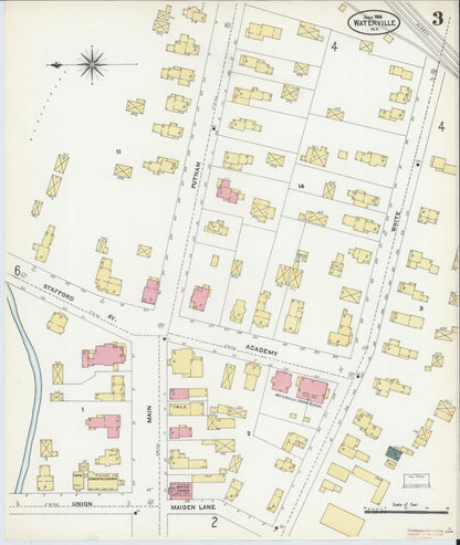 Sanborn Fire Insurance Map from Waterville, Oneida County, New York (1906), Sheet #0003 - Complete Map Set gallery image, historic Sanborn map, vintage wall art, New York New York