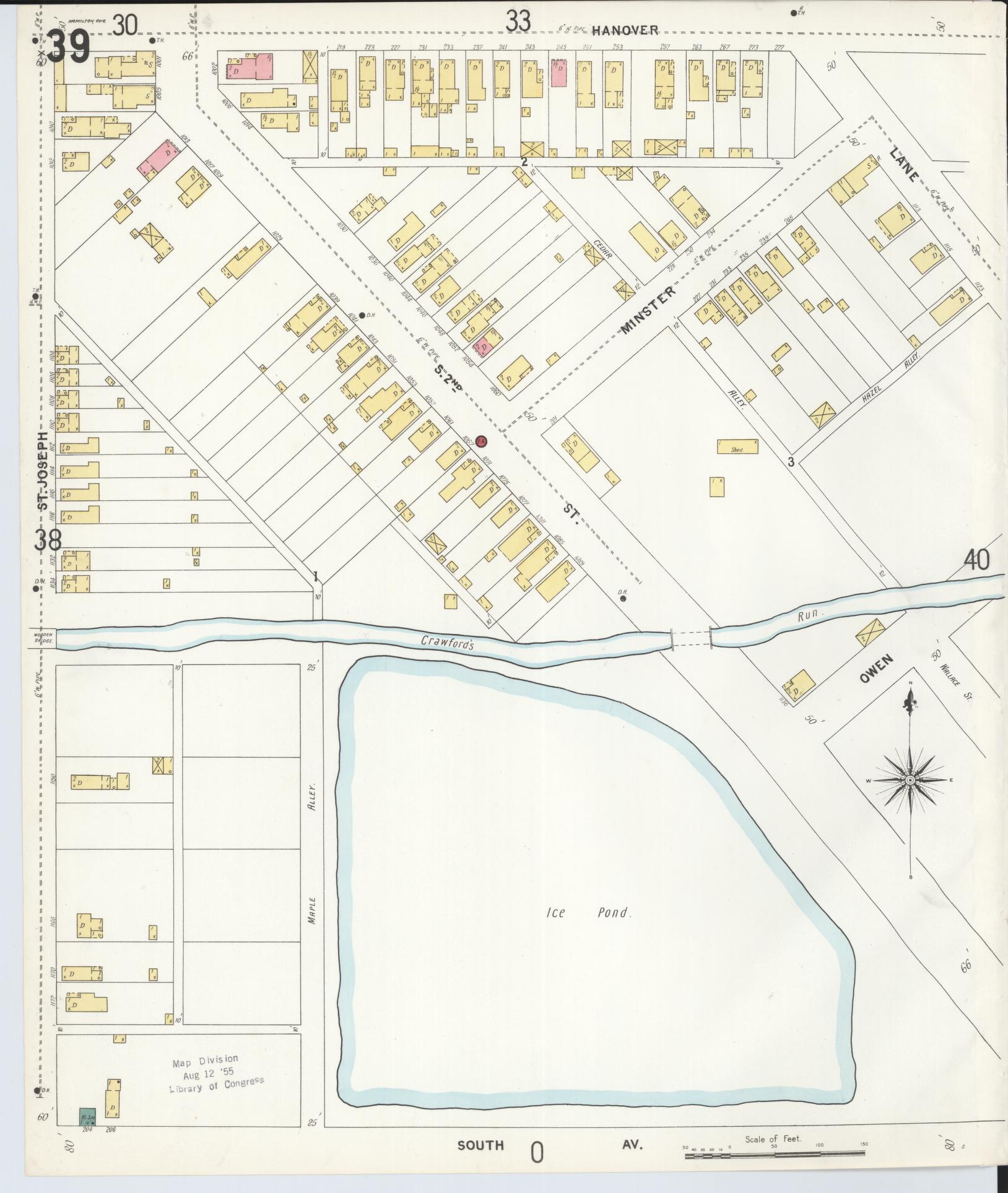 Sanborn Fire Insurance Map from Hamilton, Butler County, Ohio (1899), Sheet #0039 - Complete Map Set gallery image, historic Sanborn map, vintage wall art, Ohio Ohio