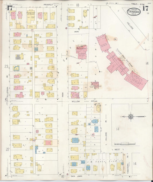 Sanborn Fire Insurance Map from Trinidad, Las Animas County, Colorado (1948), Sheet #0017 - Historic Sanborn Fire Insurance Map Print, vintage old map wall art, antique decor, genealogy gift, Colorado Colorado map