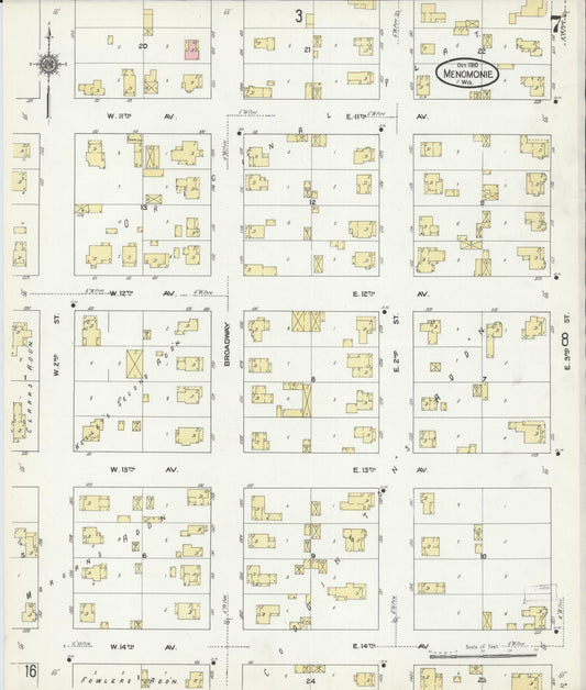Sanborn Fire Insurance Map from Menomonie, Dunn County, Wisconsin (1910), Sheet #0007 - Historic Sanborn Fire Insurance Map Print, vintage old map wall art, antique decor, genealogy gift, Wisconsin Wisconsin map