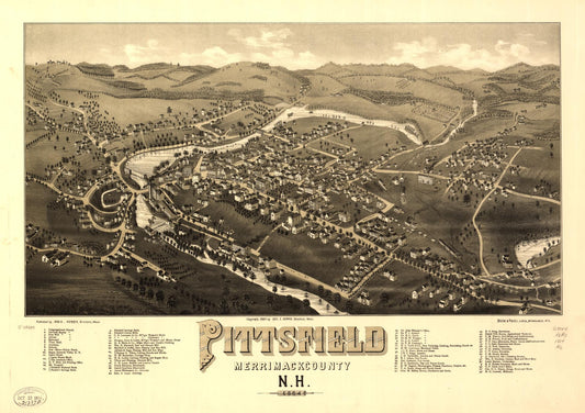 Pittsfield, Merrimackcounty, N.H. 1884. (1884) – Historic Bird’s-Eye View Panorama Print