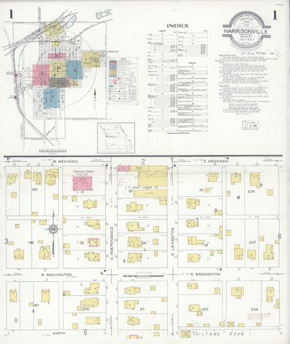 Sanborn Fire Insurance Map from Harrisonville, Cass County, Missouri (1931), Sheet #0001 - Complete Map Set gallery image, historic Sanborn map, vintage wall art, Missouri Missouri