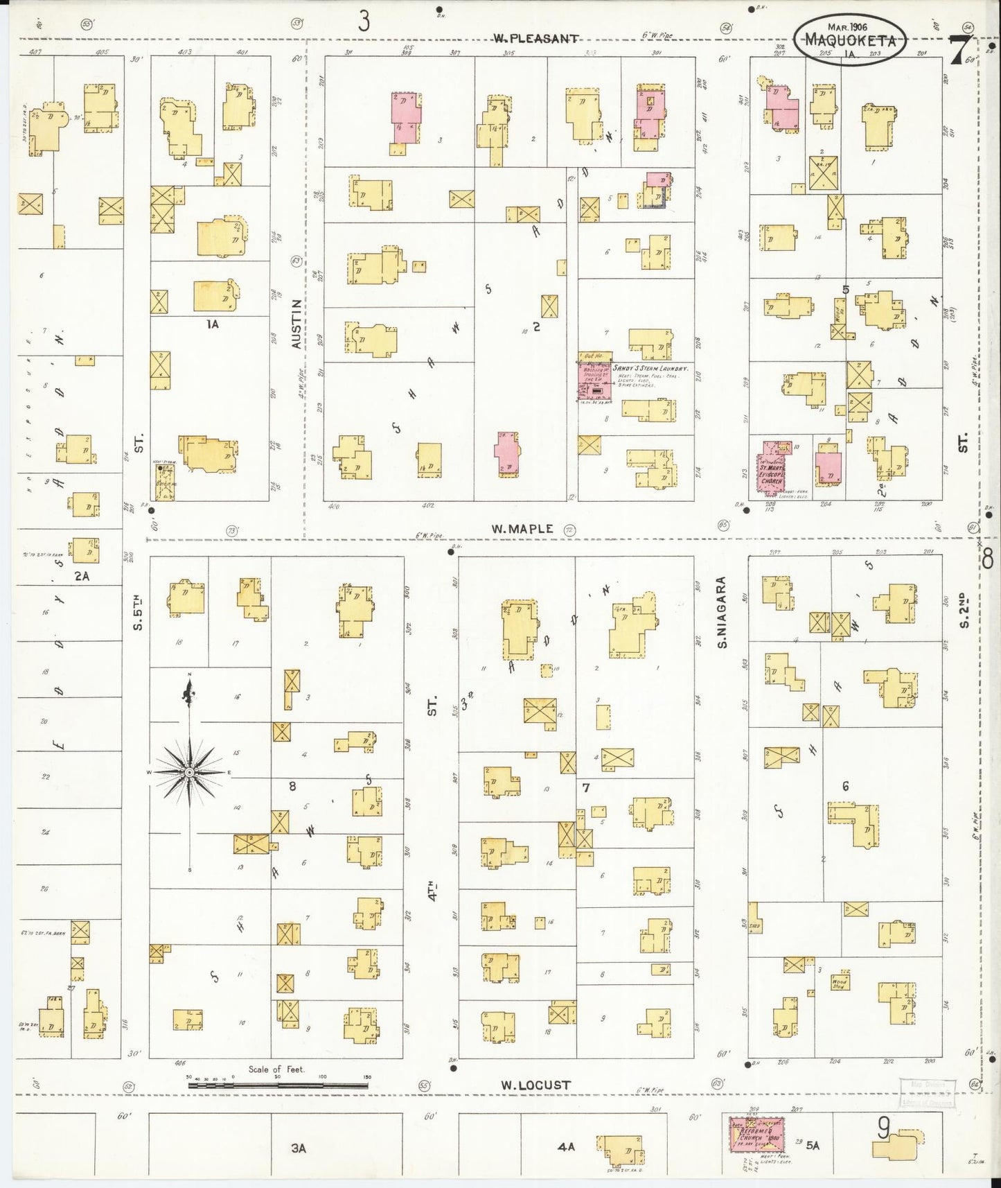 Sanborn Fire Insurance Map from Maquoketa, Jackson County, Iowa (1906), Sheet #0007 - Historic Sanborn Fire Insurance Map Print