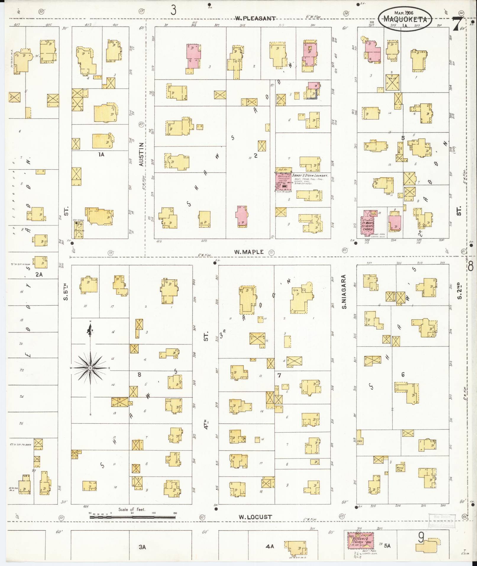 Sanborn Fire Insurance Map from Maquoketa, Jackson County, Iowa (1906), Sheet #0007 - Historic Sanborn Fire Insurance Map Print