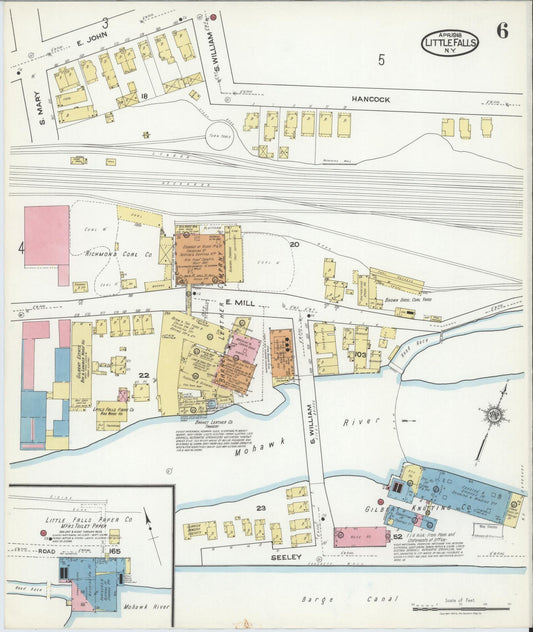 Sanborn Fire Insurance Map from Little Falls, Herkimer County, New York (1918), Sheet #0006 - Historic Sanborn Fire Insurance Map Print, vintage old map wall art, antique decor, genealogy gift, New York New York map