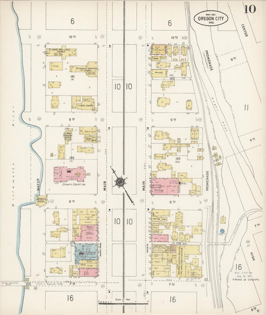 Sanborn Fire Insurance Map from Oregon City, Clackamas County, Oregon (1911), Sheet #0010 - Historic Sanborn Fire Insurance Map Print, vintage old map wall art, antique decor, genealogy gift, Oregon Oregon map