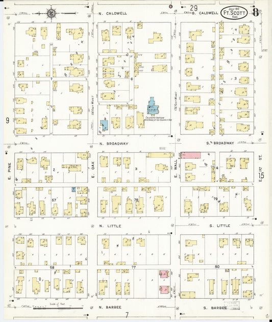 Sanborn Fire Insurance Map from Fort Scott, Bourbon County, Kansas (1912), Sheet #0008 - Historic Sanborn Fire Insurance Map Print, vintage old map wall art, antique decor, genealogy gift, Kansas Kansas map