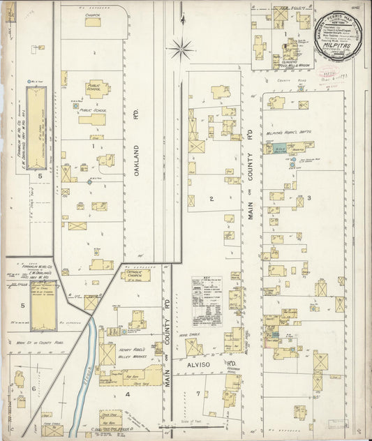 Sanborn Fire Insurance Map from Milpitas, Santa Clara County, California (1893), Sheet #0001 - Historic Sanborn Fire Insurance Map Print, vintage old map wall art, antique decor, genealogy gift, California California map