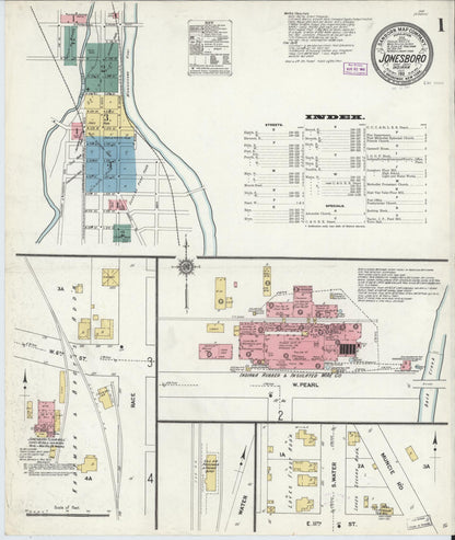 Sanborn Fire Insurance Map from Jonesboro, Grant County, Indiana (1911), Sheet #0001 - Historic Sanborn Fire Insurance Map Print, vintage old map wall art, antique decor, genealogy gift, Indiana Indiana map