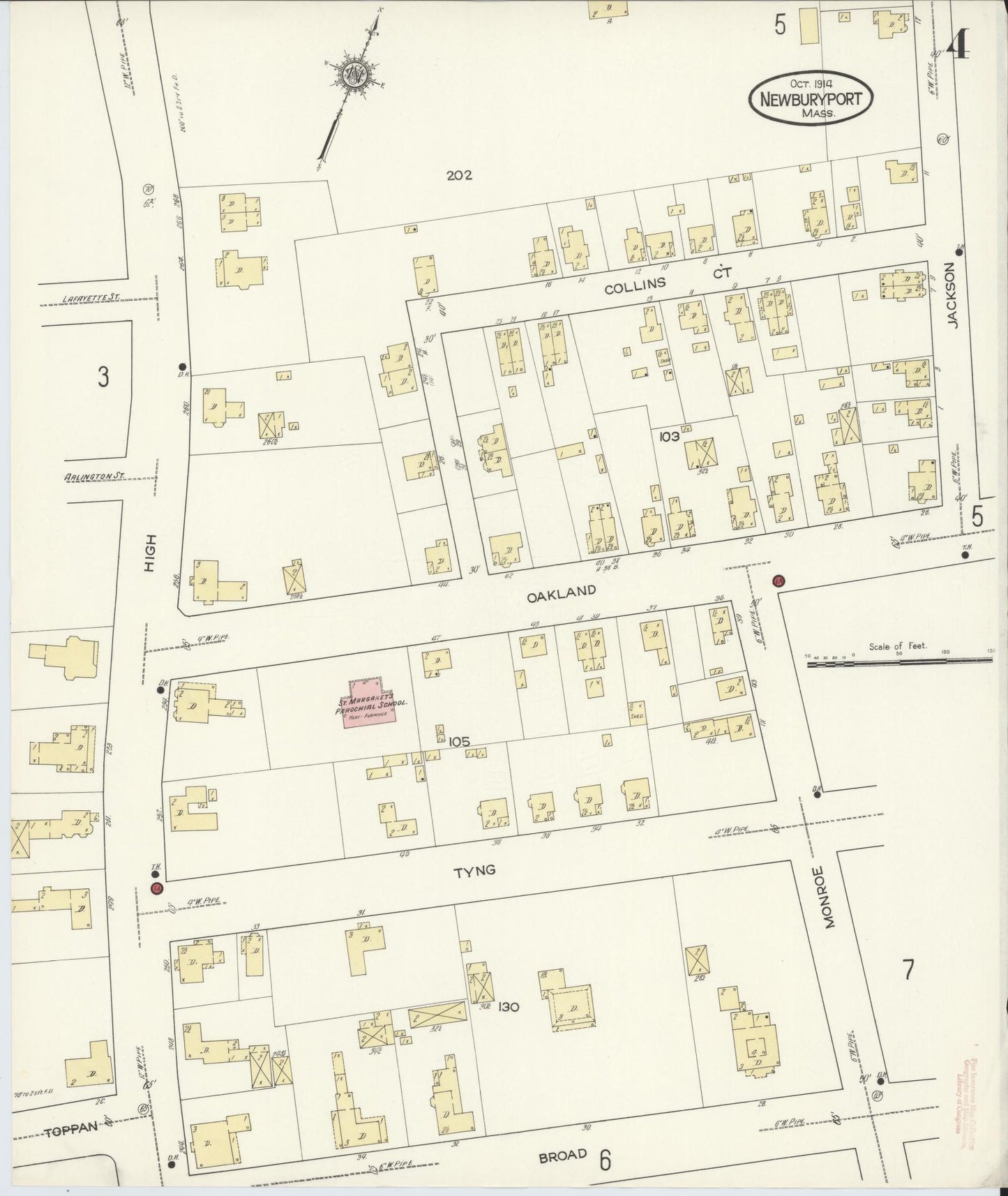 Sanborn Fire Insurance Map from Newburyport, Essex County, Massachusetts (1914), Sheet #0004 - Complete Map Set gallery image, historic Sanborn map, vintage wall art, Massachusetts Massachusetts