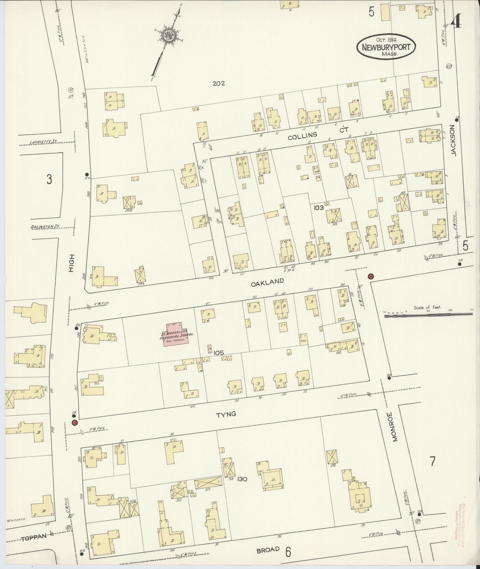 Sanborn Fire Insurance Map from Newburyport, Essex County, Massachusetts (1914), Sheet #0004 - Complete Map Set gallery image, historic Sanborn map, vintage wall art, Massachusetts Massachusetts