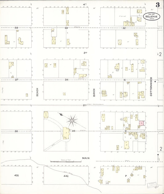 Sanborn Fire Insurance Map from Bellevue, Blaine County, Idaho (1897), Sheet #0003 - Historic Sanborn Fire Insurance Map Print, vintage old map wall art, antique decor, genealogy gift, Idaho Idaho map