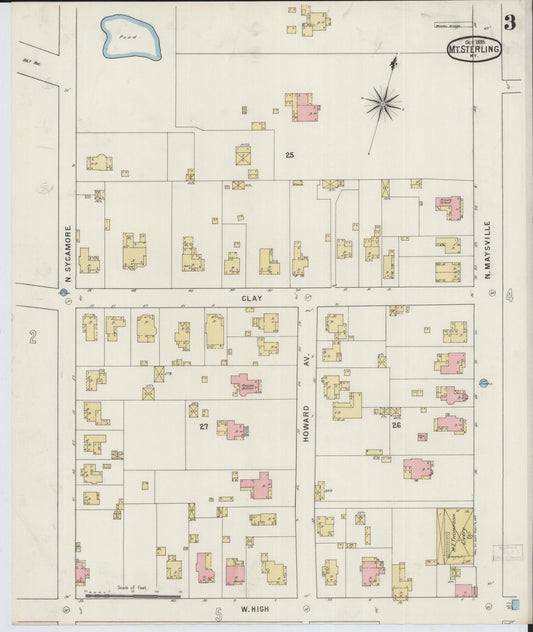 Sanborn Fire Insurance Map from Mount Sterling, Montgomery County, Kentucky (1895), Sheet #0003 - Historic Sanborn Fire Insurance Map Print, vintage old map wall art, antique decor, genealogy gift, Kentucky Kentucky map