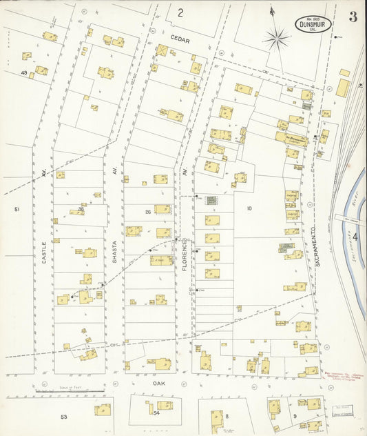 Sanborn Fire Insurance Map from Dunsmuir, Siskiyou County, California (1903), Sheet #0003 - Historic Sanborn Fire Insurance Map Print, vintage old map wall art, antique decor, genealogy gift, California California map