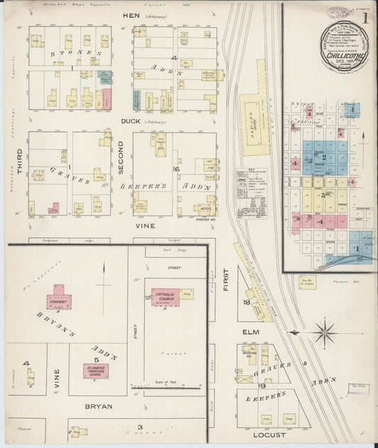Sanborn Fire Insurance Map from Chillicothe, Livingston County, Missouri (1885), Sheet #0001 - Complete Map Set gallery image, historic Sanborn map, vintage wall art, Missouri Missouri