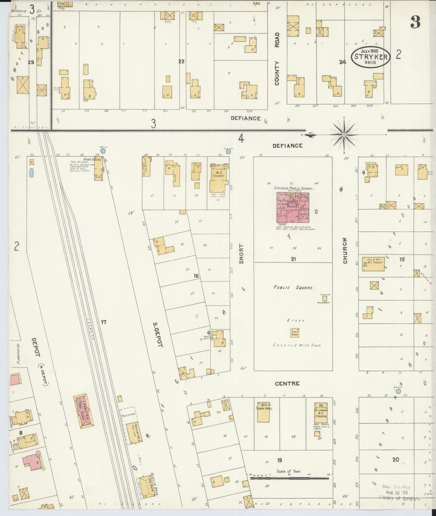 Sanborn Fire Insurance Map from Stryker, Williams County, Ohio (1905), Sheet #0003 - Complete Map Set gallery image, historic Sanborn map, vintage wall art, Ohio Ohio