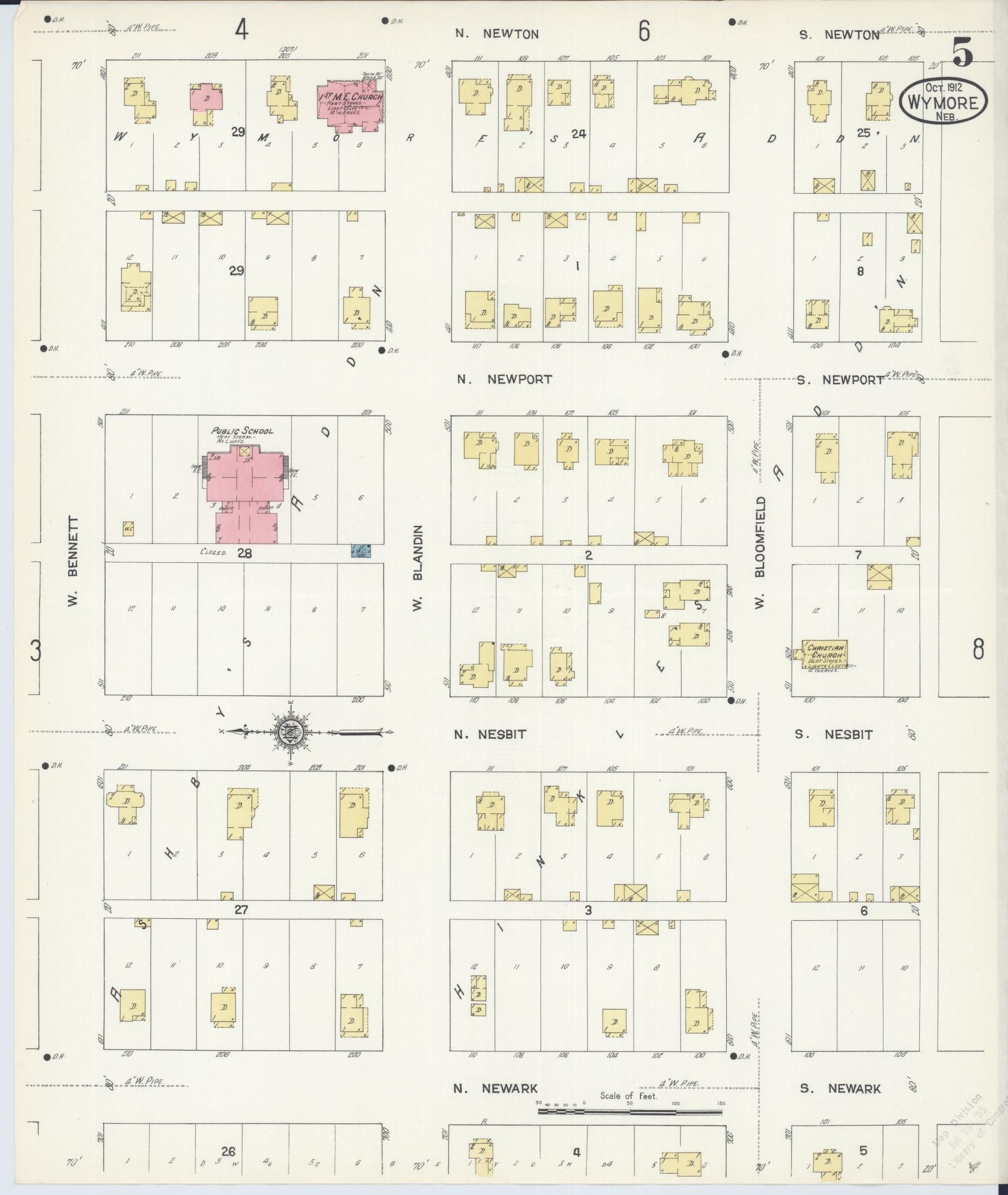 Sanborn Fire Insurance Map from Wymore, Gage County, Nebraska (1912), Sheet #0005 - Complete Map Set gallery image, historic Sanborn map, vintage wall art, Nebraska Nebraska