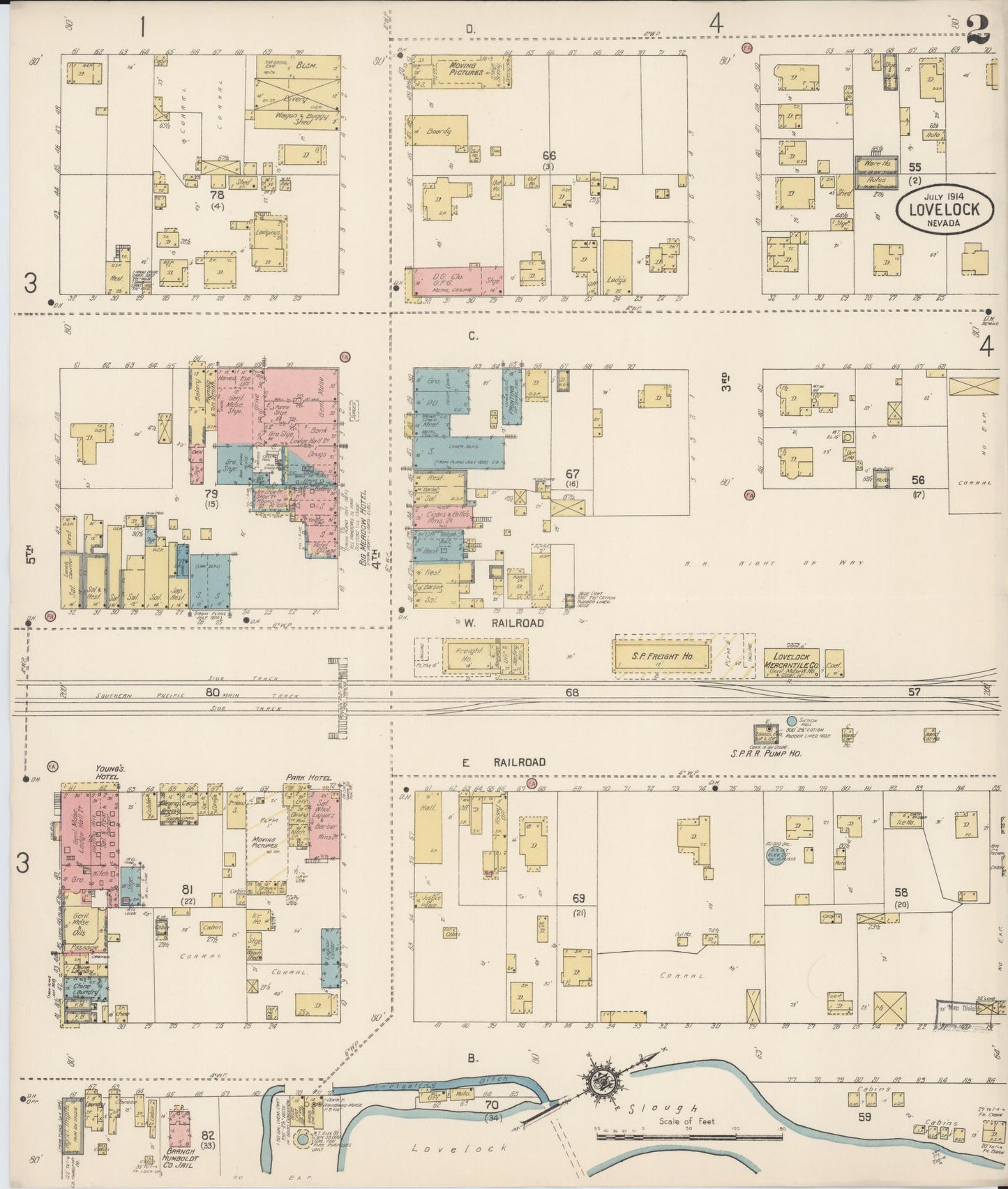 Sanborn Fire Insurance Map from Lovelock, Pershing County, Nevada (1914), Sheet #0002 - Complete Map Set gallery image, historic Sanborn map, vintage wall art, Nevada Nevada