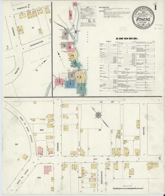 Sanborn Fire Insurance Map from Athens, Greene County, New York (1912), Sheet #0001 - Complete Map Set gallery image, historic Sanborn map, vintage wall art, New York New York