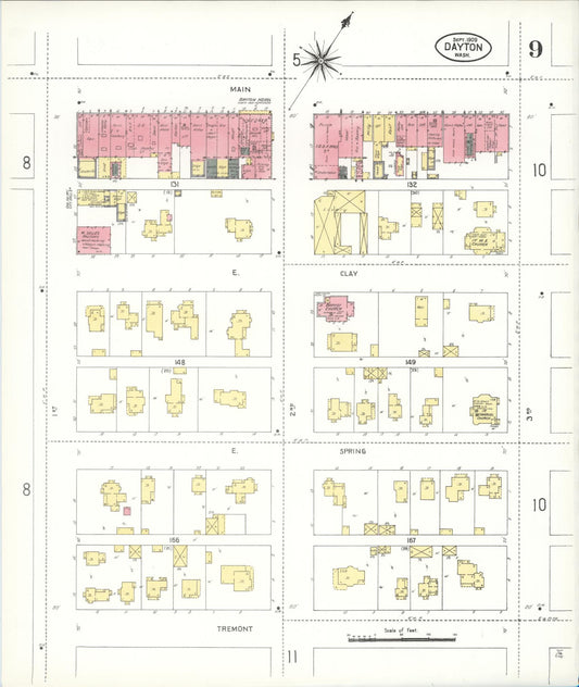 Sanborn Fire Insurance Map from Dayton, Columbia County, Washington (1909), Sheet #0009 - Historic Sanborn Fire Insurance Map Print, vintage old map wall art, antique decor, genealogy gift, Washington Washington map