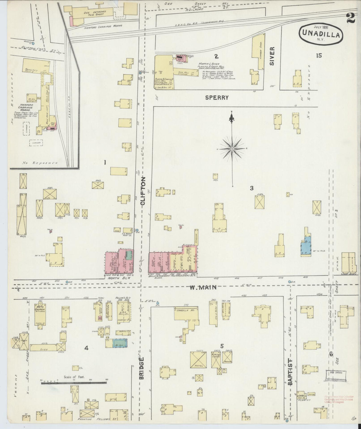 Sanborn Fire Insurance Map from Unadilla, Otsego County, New York (1891), Sheet #0002 - Complete Map Set gallery image, historic Sanborn map, vintage wall art, New York New York