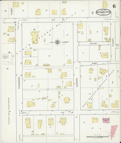 Sanborn Fire Insurance Map from Arkadelphia, Clark County, Arkansas (1918), Sheet #0006 - Complete Map Set gallery image, historic Sanborn map, vintage wall art, Arkansas Arkansas