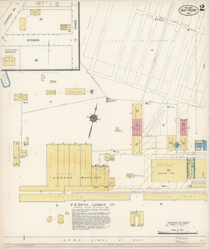 Sanborn Fire Insurance Map from Bay Point, Contra Costa County, California (1912), Sheet #0002 - Historic Sanborn Fire Insurance Map Print, vintage old map wall art, antique decor, genealogy gift, California California map