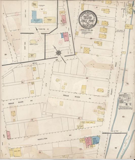 Sanborn Fire Insurance Map from Eagle Point, Jackson County, Oregon (1930), Sheet #0001 - Historic Sanborn Fire Insurance Map Print, vintage old map wall art, antique decor, genealogy gift, Oregon Oregon map