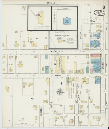 Sanborn Fire Insurance Map from Decatur, Wise County, Texas (1891), Sheet #0002 - Historic Sanborn Fire Insurance Map Print, vintage old map wall art, antique decor, genealogy gift, Texas Texas map