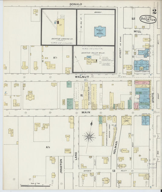 Sanborn Fire Insurance Map from Decatur, Wise County, Texas (1891), Sheet #0002 - Historic Sanborn Fire Insurance Map Print, vintage old map wall art, antique decor, genealogy gift, Texas Texas map