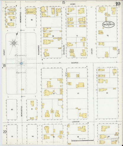 Sanborn Fire Insurance Map from Brunswick, Glynn County, Georgia (1898), Sheet #0019 - Complete Map Set gallery image, historic Sanborn map, vintage wall art, Georgia Georgia