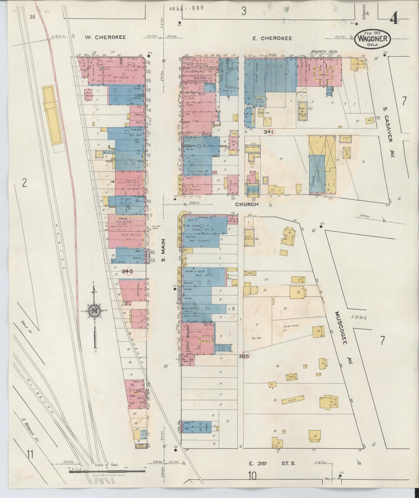 Sanborn Fire Insurance Map from Wagoner, Wagoner County, Oklahoma (1932), Sheet #0004 - Complete Map Set gallery image, historic Sanborn map, vintage wall art, Oklahoma Oklahoma