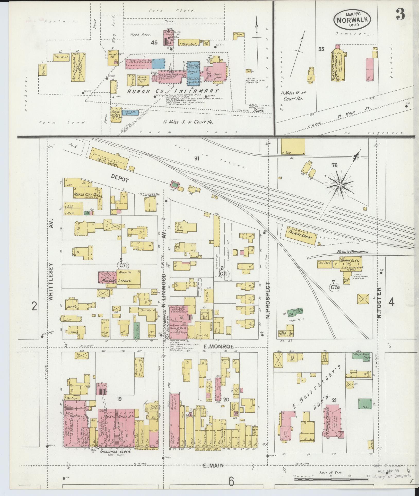 Sanborn Fire Insurance Map from Norwalk, Huron County, Ohio (1899), Sheet #0003 - Complete Map Set gallery image, historic Sanborn map, vintage wall art, Ohio Ohio