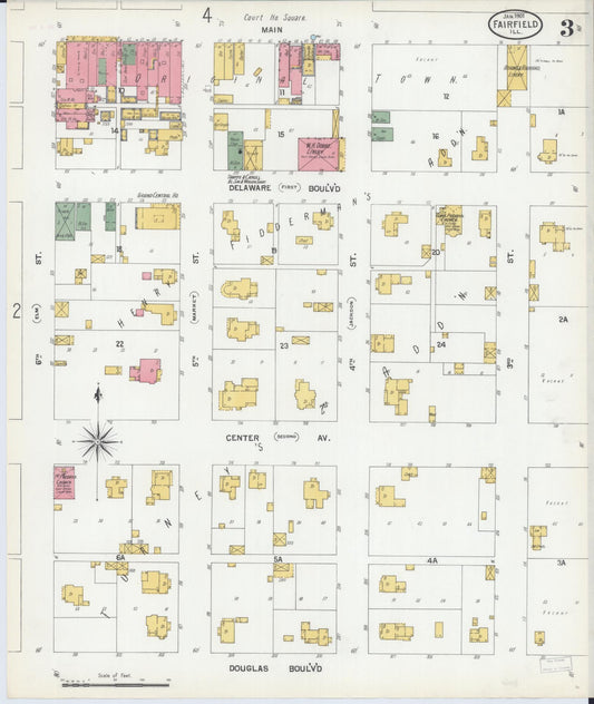 Sanborn Fire Insurance Map from Fairfield, Wayne County, Illinois (1901), Sheet #0003 - Historic Sanborn Fire Insurance Map Print, vintage old map wall art, antique decor, genealogy gift, Illinois Illinois map