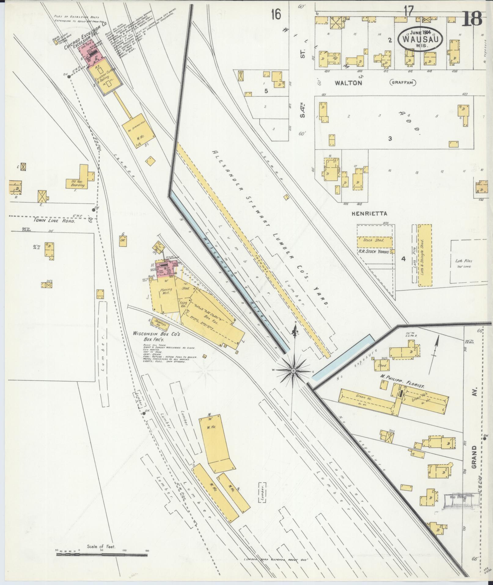 Sanborn Fire Insurance Map from Wausau, Marathon County, Wisconsin (1904), Sheet #0018 - Complete Map Set gallery image, historic Sanborn map, vintage wall art, Wisconsin Wisconsin