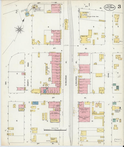 Sanborn Fire Insurance Map from Eastman, Dodge County, Georgia (1903), Sheet #0003 - Complete Map Set gallery image, historic Sanborn map, vintage wall art, Georgia Georgia