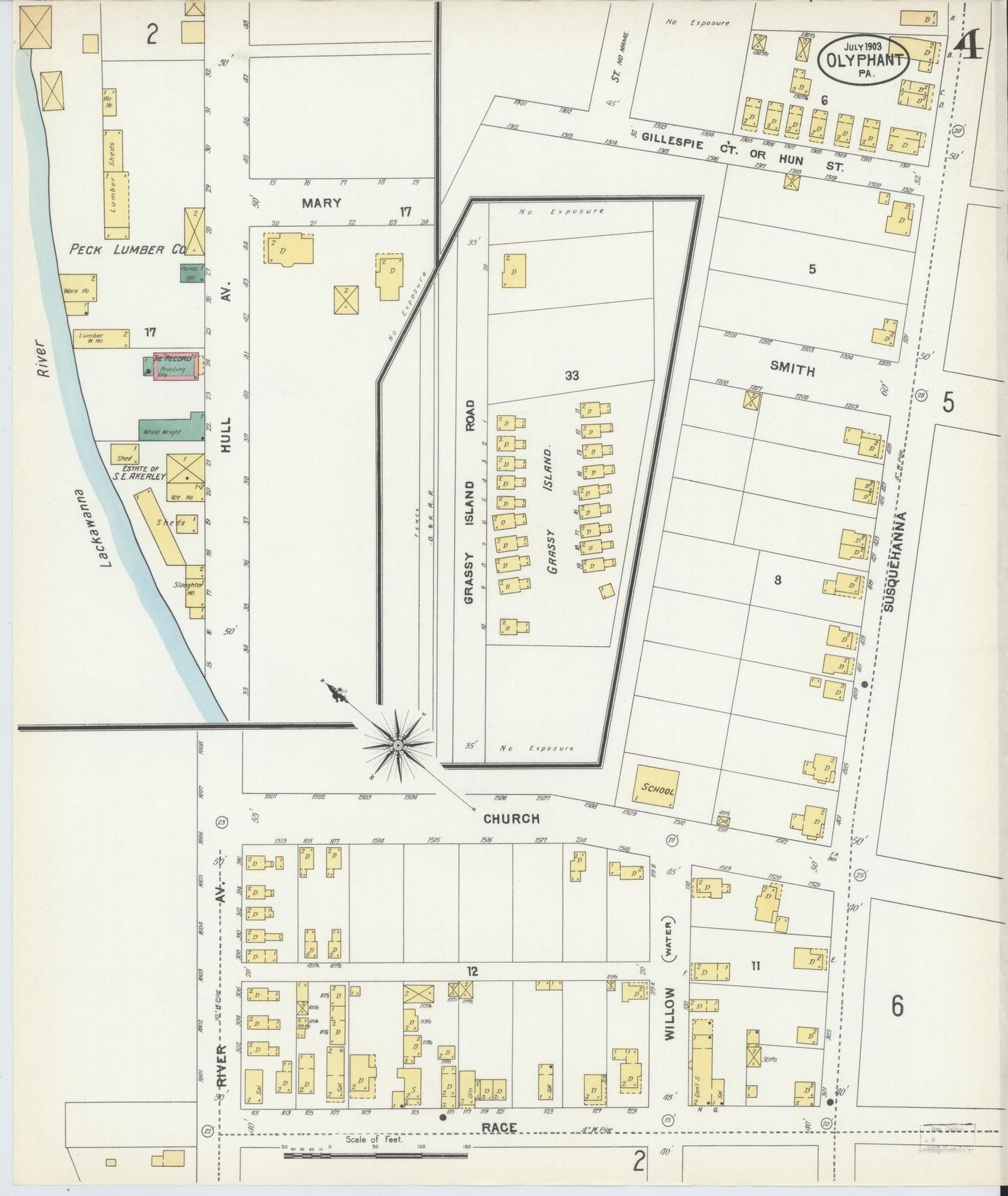 Sanborn Fire Insurance Map from Olyphant, Lackawanna County, Pennsylvania (1903), Sheet #0004 - Complete Map Set gallery image, historic Sanborn map, vintage wall art, Pennsylvania Pennsylvania
