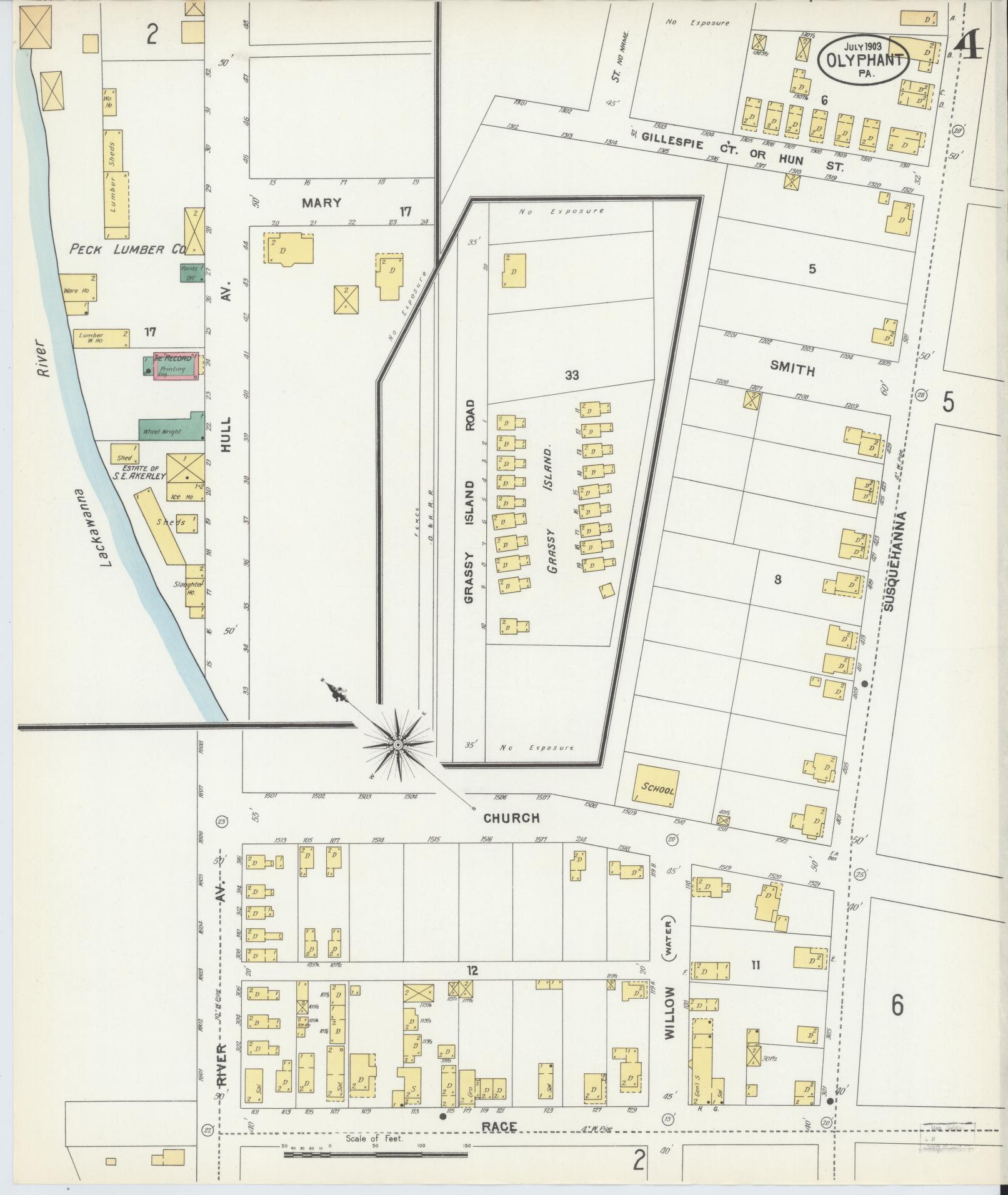 Sanborn Fire Insurance Map from Olyphant, Lackawanna County, Pennsylvania (1903), Sheet #0004 - Complete Map Set gallery image, historic Sanborn map, vintage wall art, Pennsylvania Pennsylvania