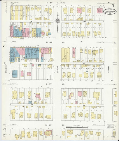 Sanborn Fire Insurance Map from Concordia, Cloud County, Kansas (1911), Sheet #0007 - Complete Map Set gallery image, historic Sanborn map, vintage wall art, Kansas Kansas