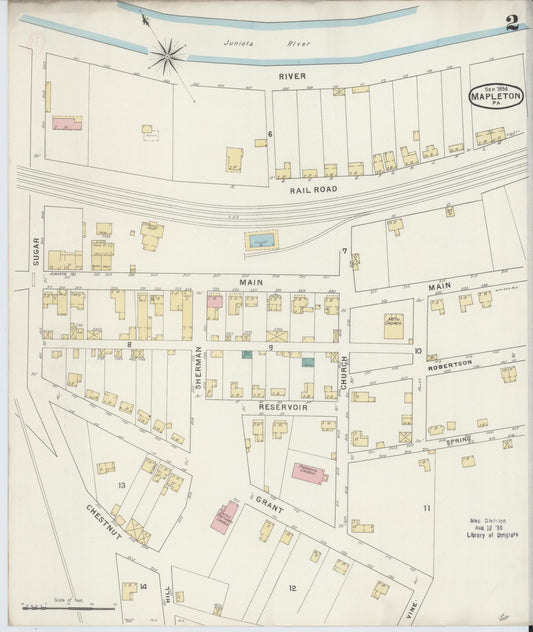 Sanborn Fire Insurance Map from Mapleton, Huntingdon County, Pennsylvania (1894), Sheet #0002 - Historic Sanborn Fire Insurance Map Print, vintage old map wall art, antique decor, genealogy gift, Pennsylvania Pennsylvania map