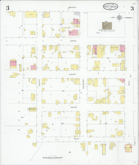 Sanborn Fire Insurance Map from West Union, Adams County, Ohio (1930), Sheet #0003 - Historic Sanborn Fire Insurance Map Print, vintage old map wall art, antique decor, genealogy gift, Ohio Ohio map