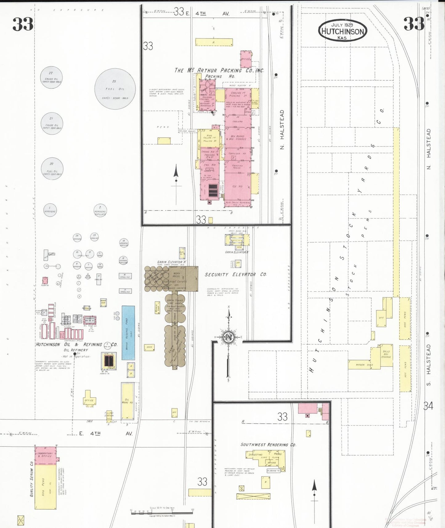 Sanborn Fire Insurance Map from Hutchinson, Reno County, Kansas (1929), Sheet #0034 - Complete Map Set gallery image, historic Sanborn map, vintage wall art, Kansas Kansas