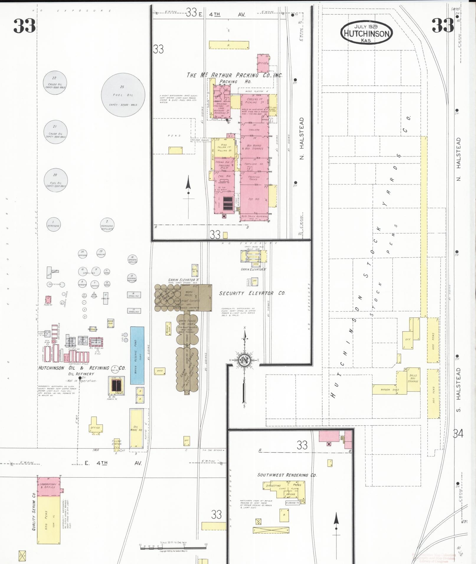 Sanborn Fire Insurance Map from Hutchinson, Reno County, Kansas (1929), Sheet #0034 - Complete Map Set gallery image, historic Sanborn map, vintage wall art, Kansas Kansas
