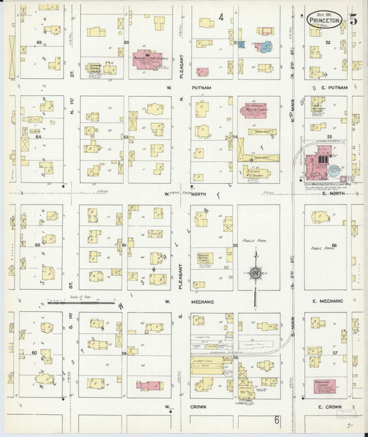 Sanborn Fire Insurance Map from Princeton, Bureau County, Illinois (1911), Sheet #0005 - Historic Sanborn Fire Insurance Map Print, vintage old map wall art, antique decor, genealogy gift, Illinois Illinois map