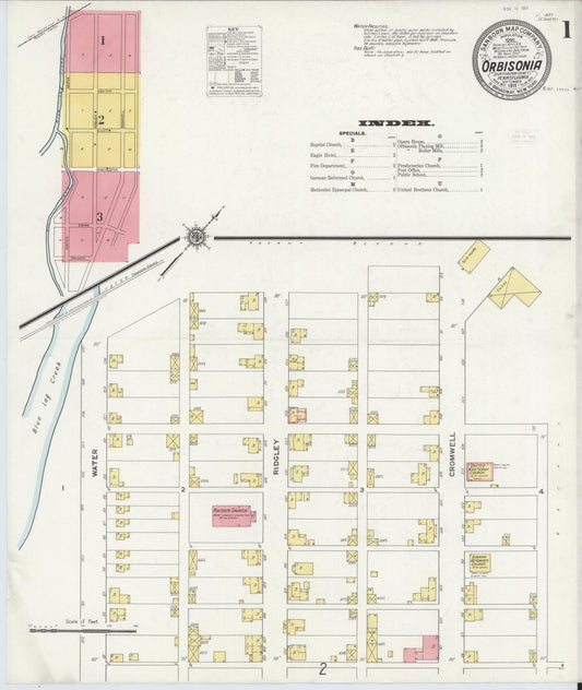 Sanborn Fire Insurance Map from Orbisonia, Huntingdon County, Pennsylvania (1911), Sheet #0001 - Historic Sanborn Fire Insurance Map Print, vintage old map wall art, antique decor, genealogy gift, Pennsylvania Pennsylvania map