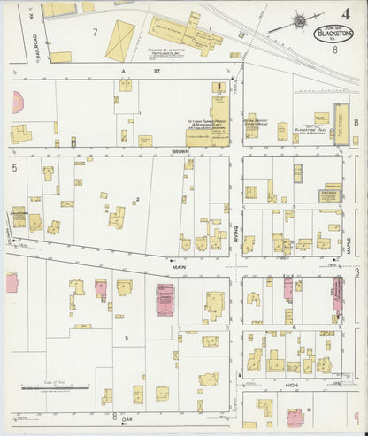 Sanborn Fire Insurance Map from Blackstone, Nottoway County, Virginia (1919), Sheet #0004 - Complete Map Set gallery image, historic Sanborn map, vintage wall art, Virginia Virginia